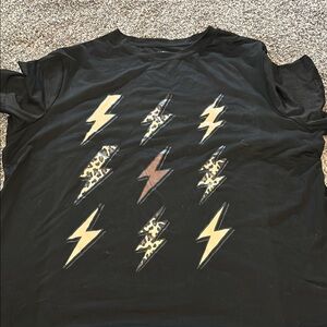 Black T-Shirt with Lightning Bolt Design